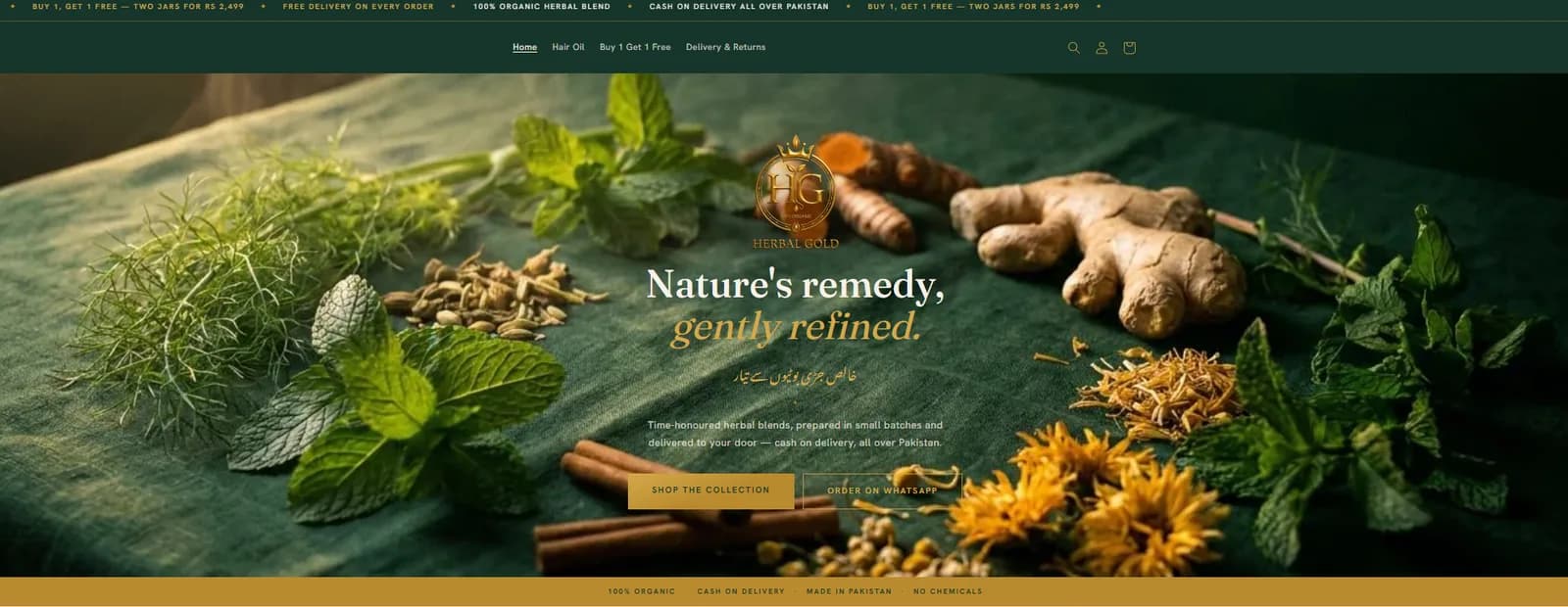 Herbal Gold storefront homepage
