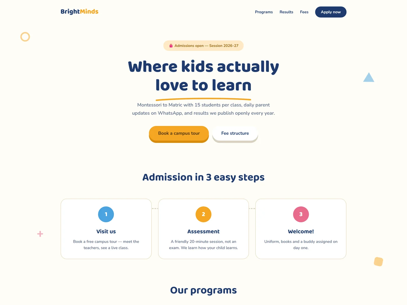 Bright Minds Academy — Education concept design