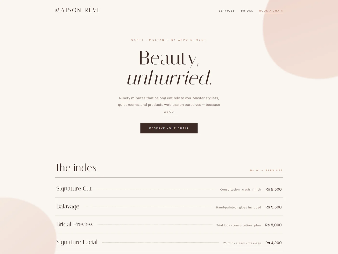 Maison Rêve — Salon · Spa concept design