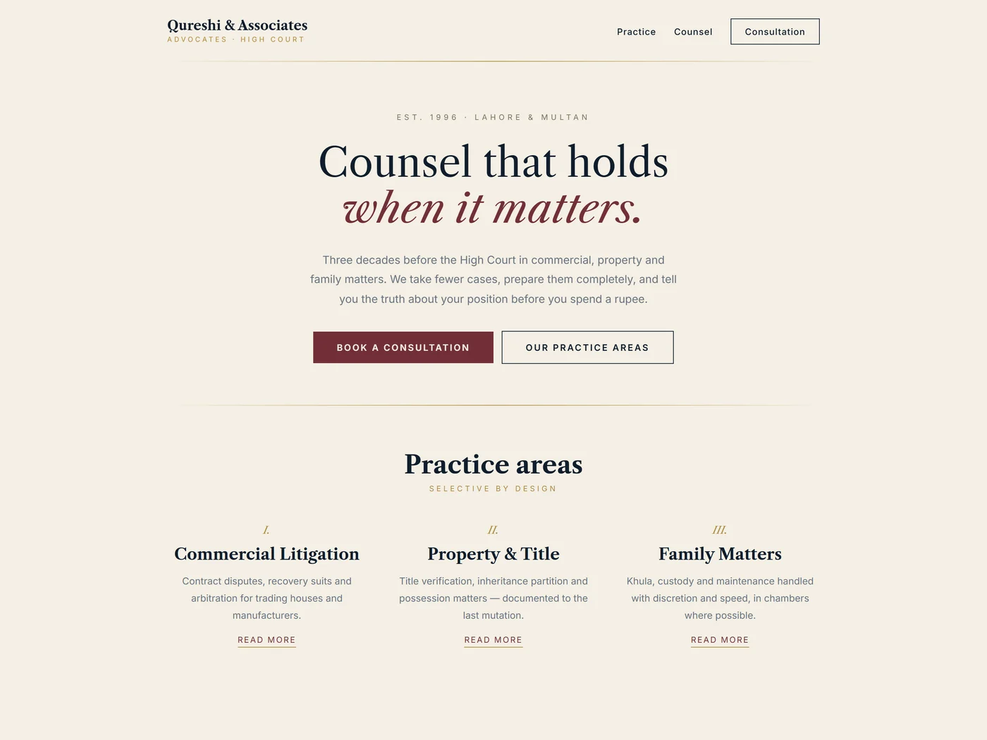 Qureshi & Associates — Legal concept design